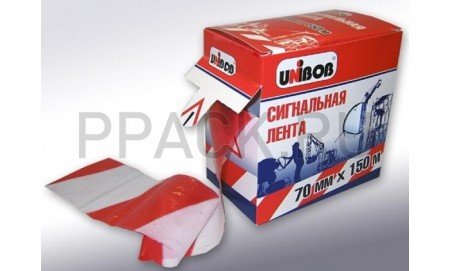 Лента сигнальная Unibob, красно-белая 70мм х 150м